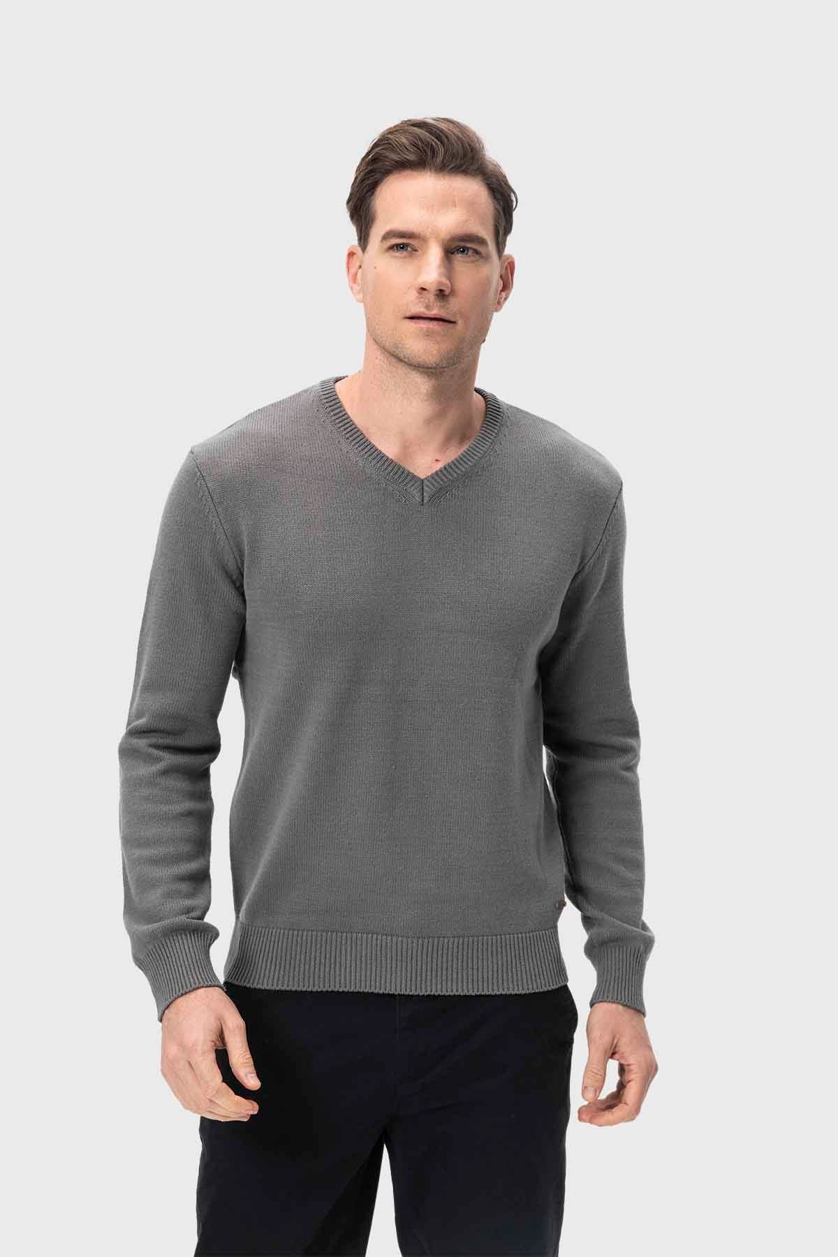 Sweater Hombre Cuello V Básico Marengo