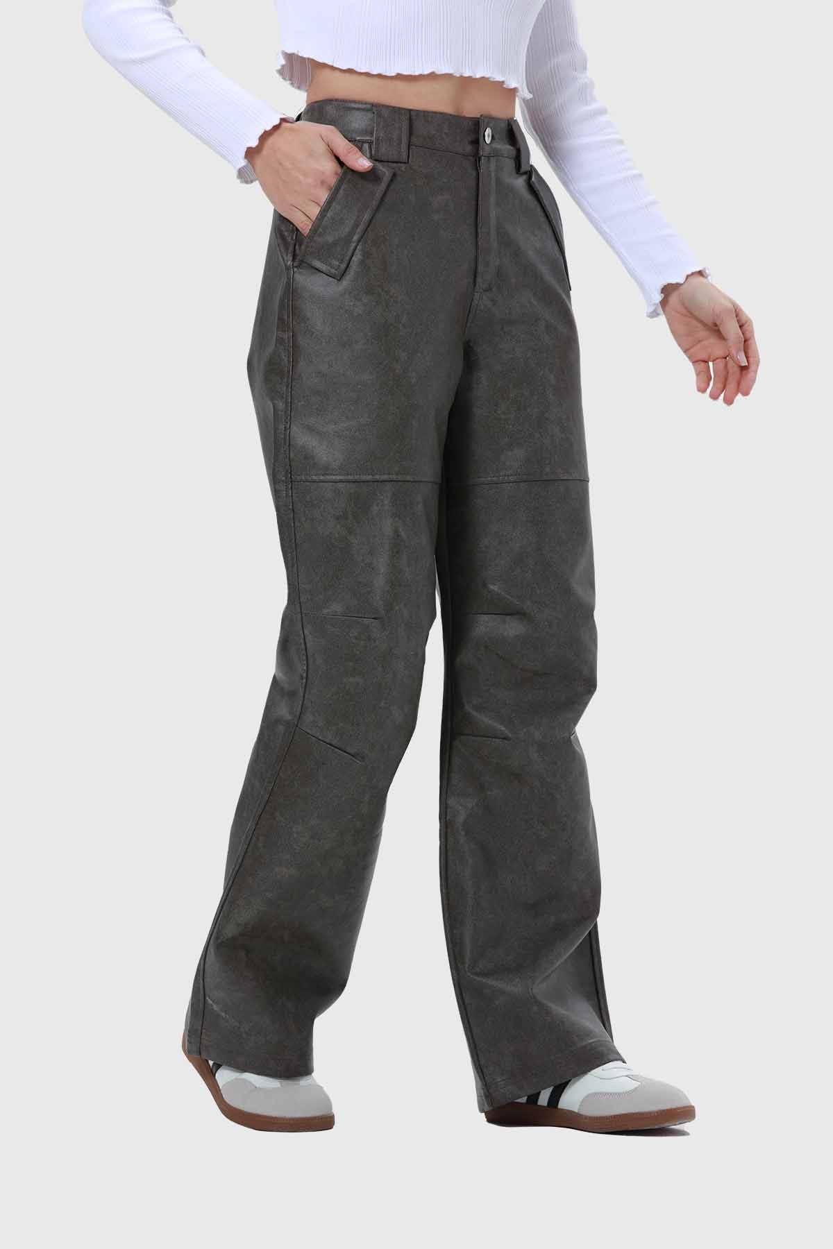 Pantalón Mujer Desgatado Negro
