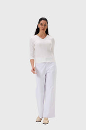Polera Mujer Rib Terminación Crudo