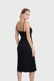 Vestido Mujer Largo Escote Negro