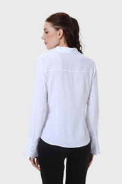 Blusa Mujer Abotonada Con Pinzas Blanco