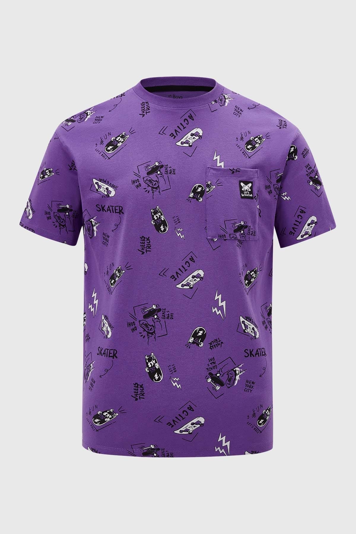 POLERA NIÑO FULL PRINT OVERSIZE MORADO