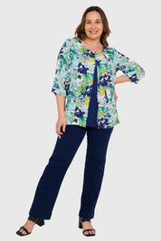 Blusa Mujer Crep Abertura Azul