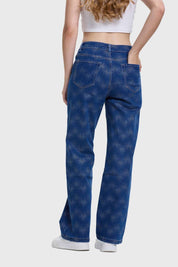 Jeans Mujer Recto Azul