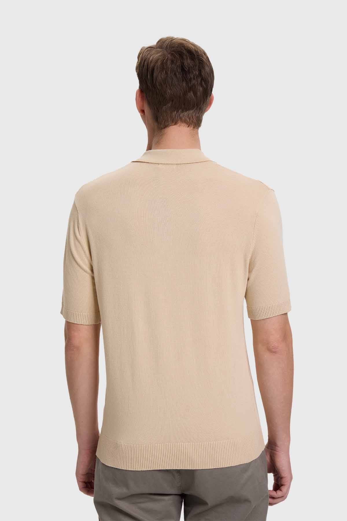 Polera Hombre Textura Linea Beige