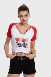 Polera Mujer Bicolor Rojo