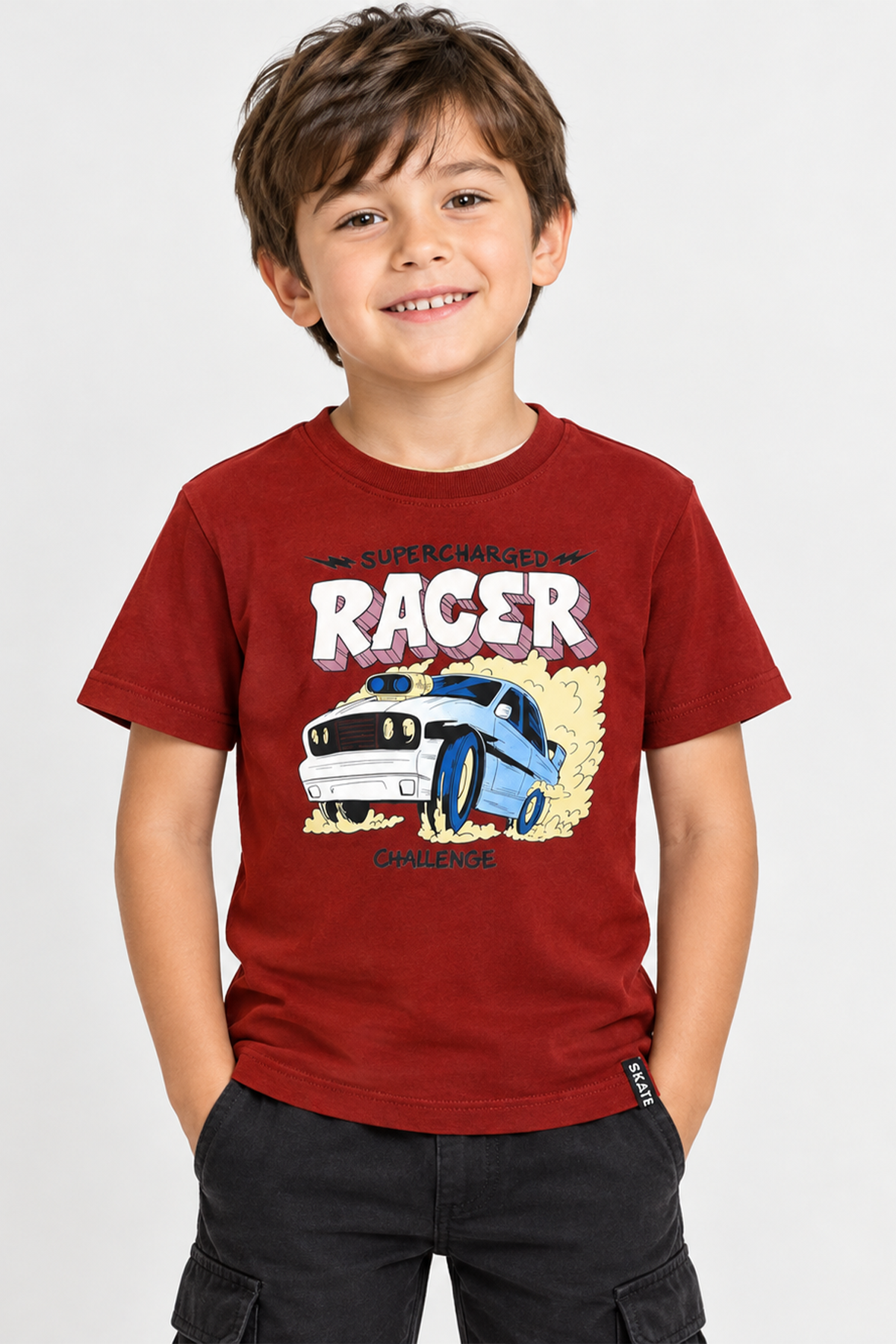 Polera Slim Niño Rojo Oscuro