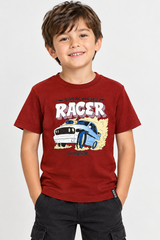 Polera Slim Niño Rojo Oscuro