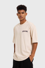 Polera Hombre Print Flamas Beige
