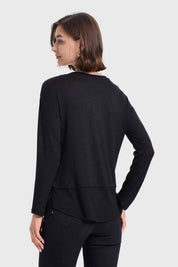 Sweater Mujer Con Faldón Negro