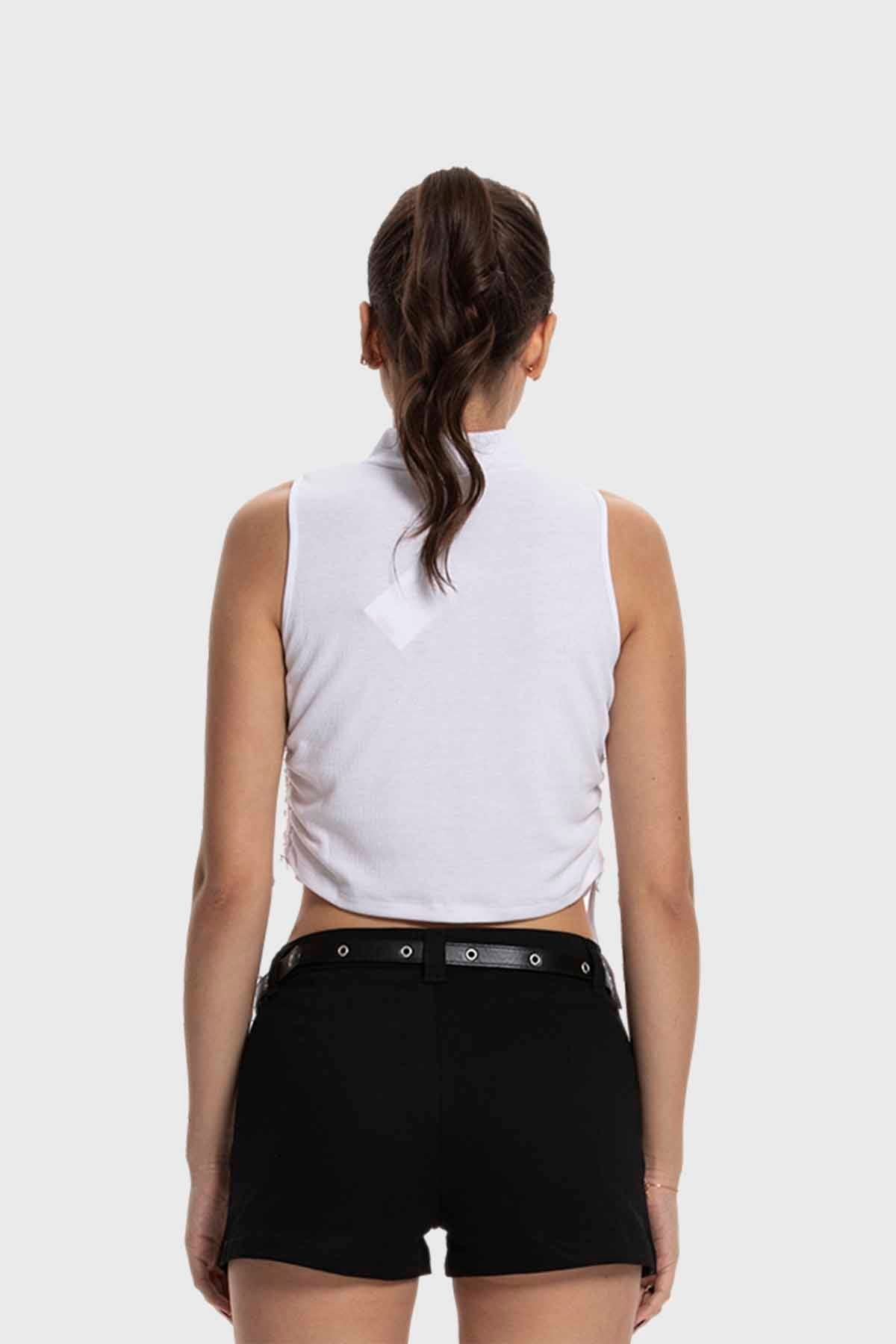 Polera Mujer Amarras Costados Blanco