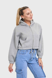 Polerón Mujer Crop Gris