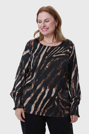 Blusa Mujer Animal Print Café