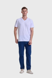 Polera Hombre Cuello V Básica Blanco