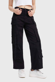 Pantalón Mujer Cargo Tiras Negro