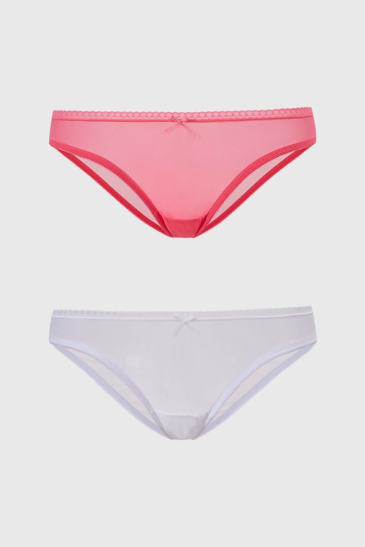 Calzón Mujer Bipack Bikini Detalle Mesh Rosa