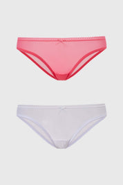 Calzón Mujer Bipack Bikini Detalle Mesh Rosa