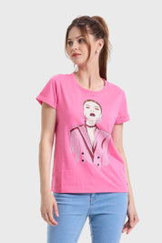 Polera Mujer Gráfica Roll Up Rosado