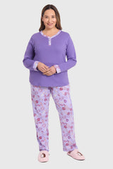 Pijama Mujer Pata Botón Violeta