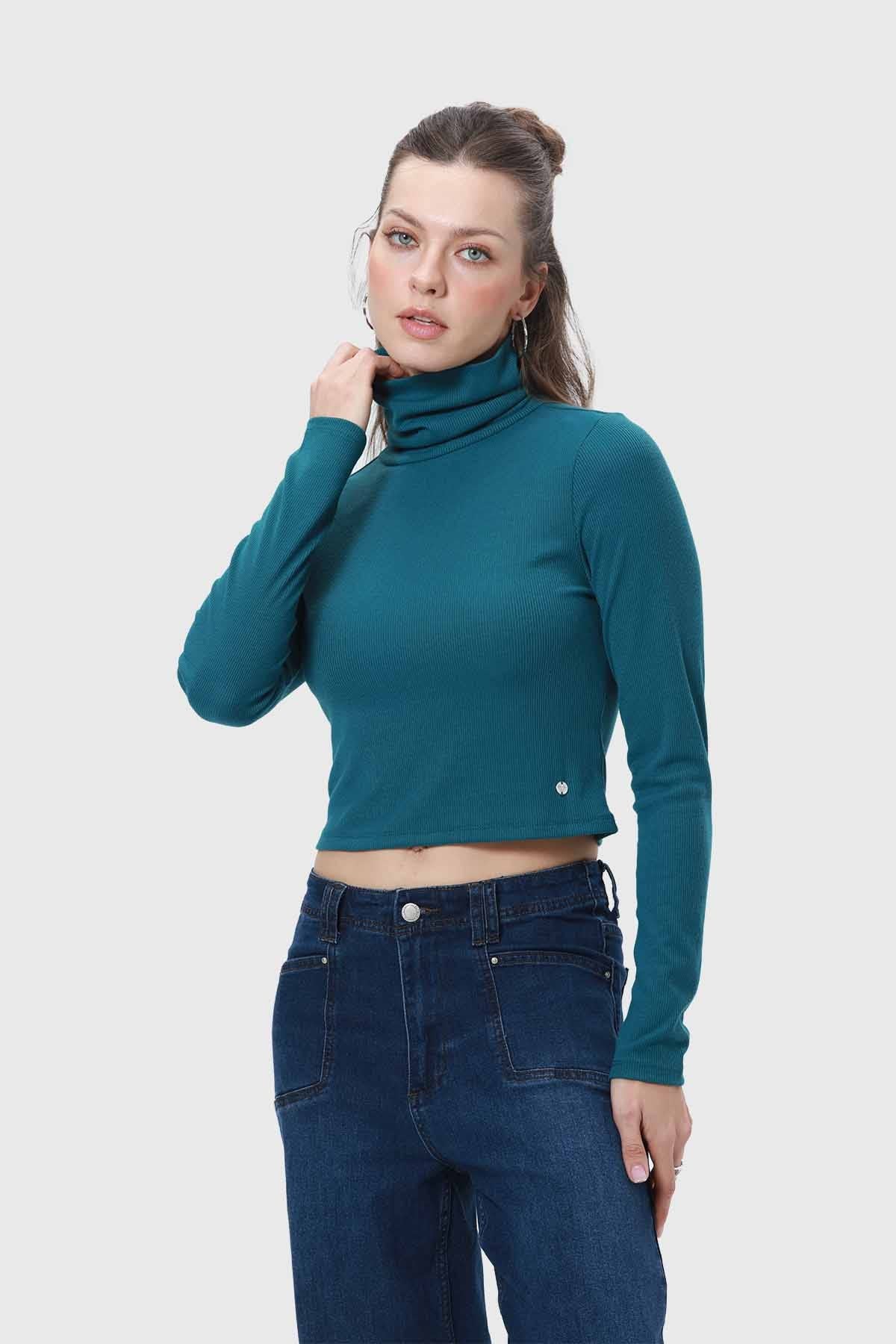 Polera Mujer Rib Verde
