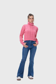 Sweater Mujer Trenzado Rosado
