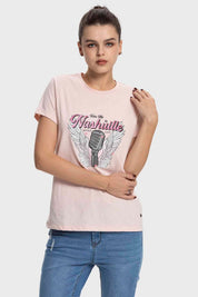 Polera Mujer Básica Print Palo Rosa