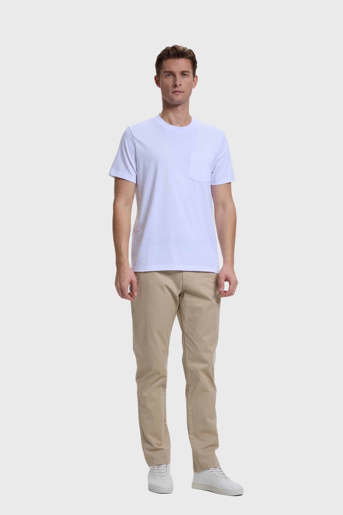 Polera Hombre Básica Con Bolsillo Blanco