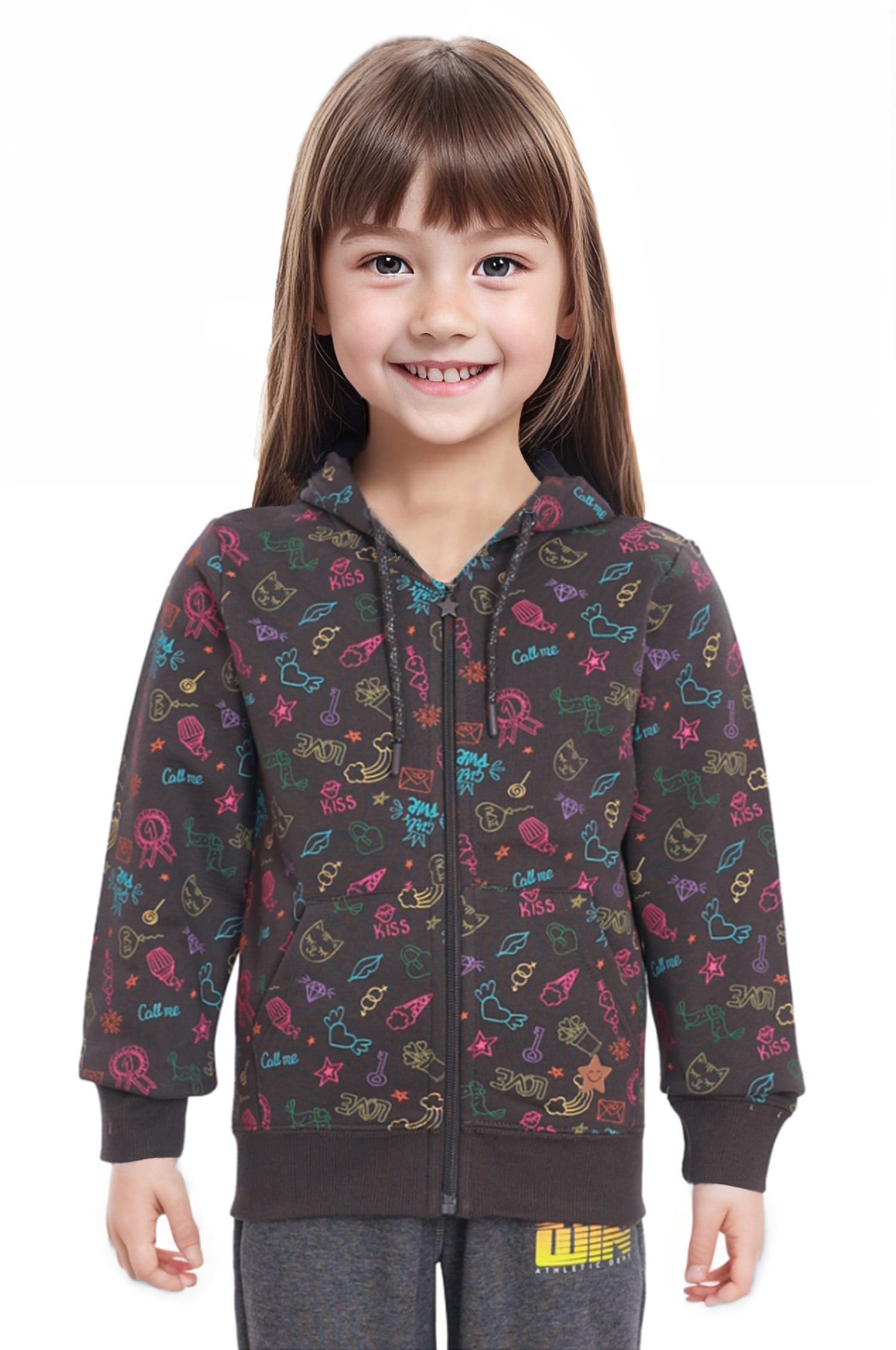 Polerón Niña Básico Print Marengo