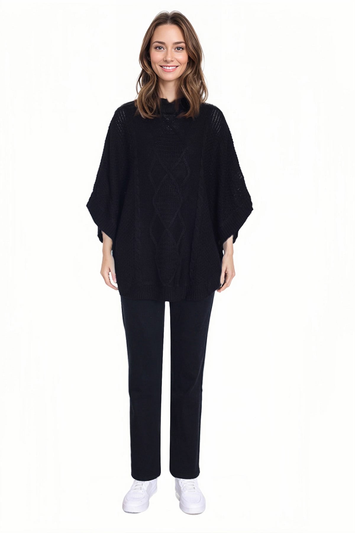 Sweater Mujer Poncho Negro