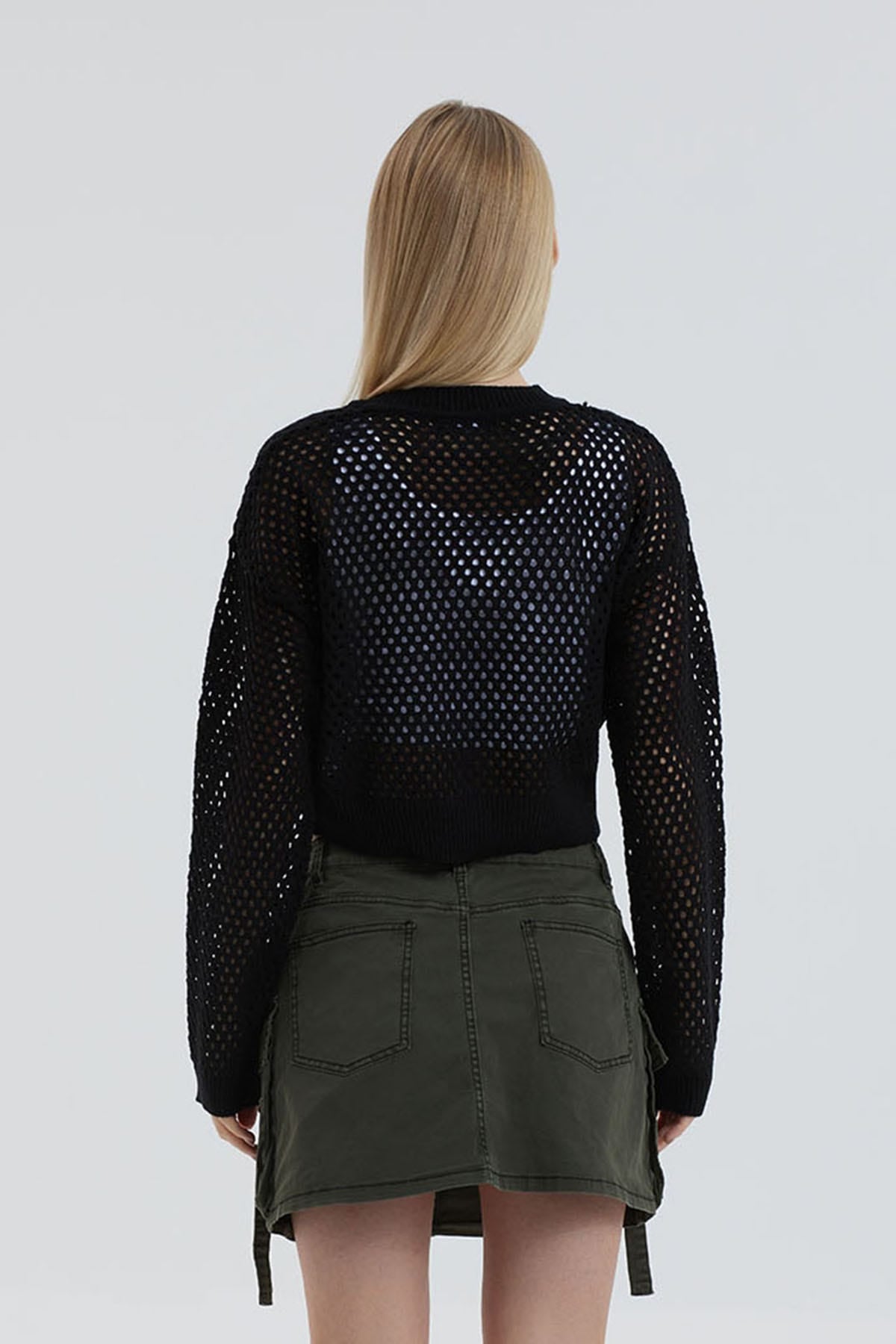 Sweater Mujer Calado Negro