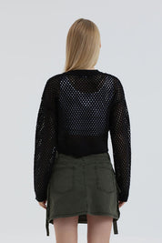 Sweater Mujer Calado Negro