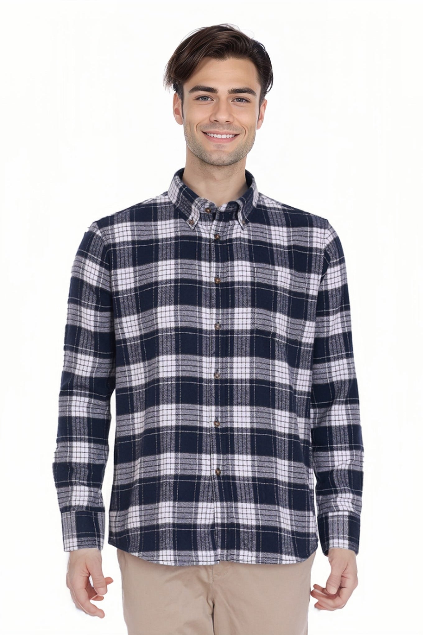 Camisa Hombre Franela Básica Azul
