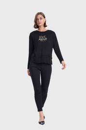 Sweater Mujer Con Faldón Negro
