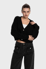 Sweater Mujer Cuello V Abierto Negro