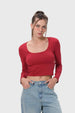 Polera Mujer Escote Cuadrado Rojo