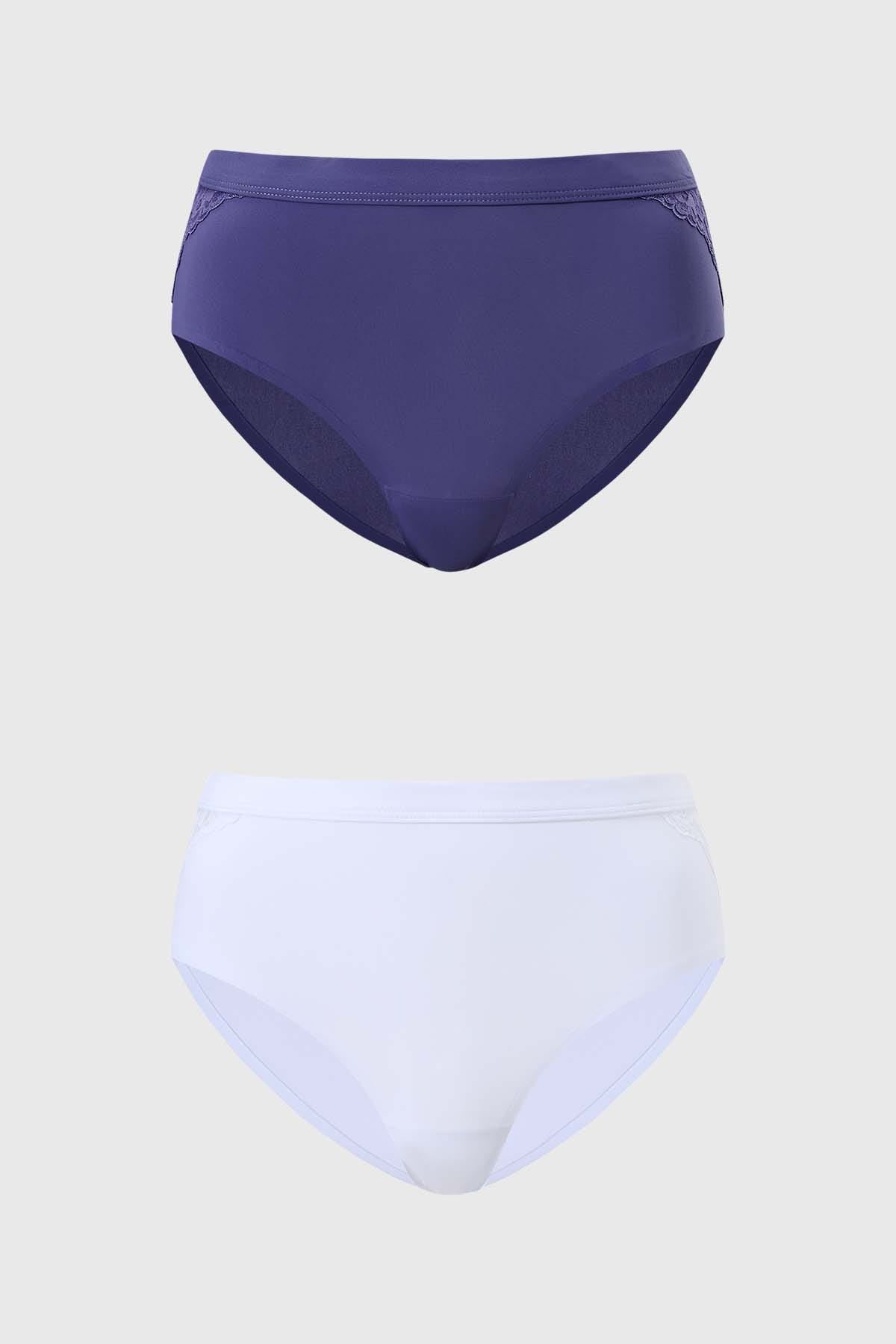 Calzón Mujer Bipack Detalle Encaje Azul