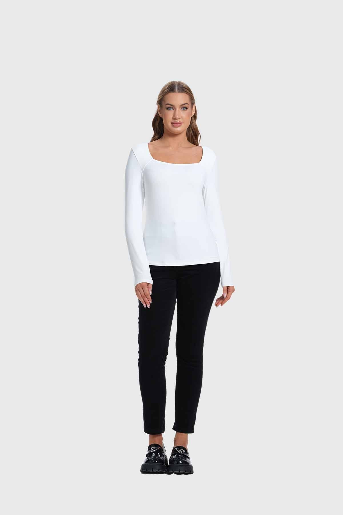 Polera Mujer Escote Cuadrado Crudo