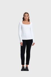 Polera Mujer Escote Cuadrado Crudo