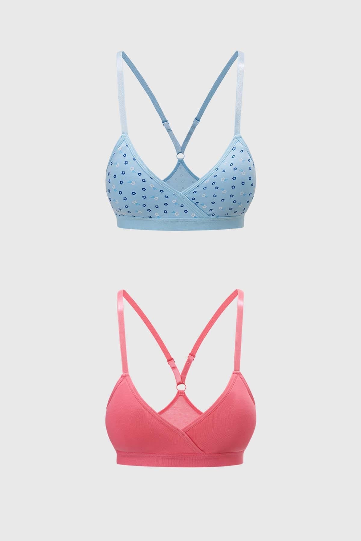 Sostén Mujer Bipack Print Celeste