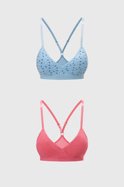 Sostén Mujer Bipack Print Celeste