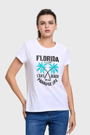 Polera Mujer Básica Print Blanco