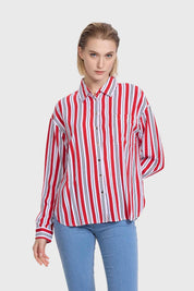 Blusa Mujer Abotonada Rojo
