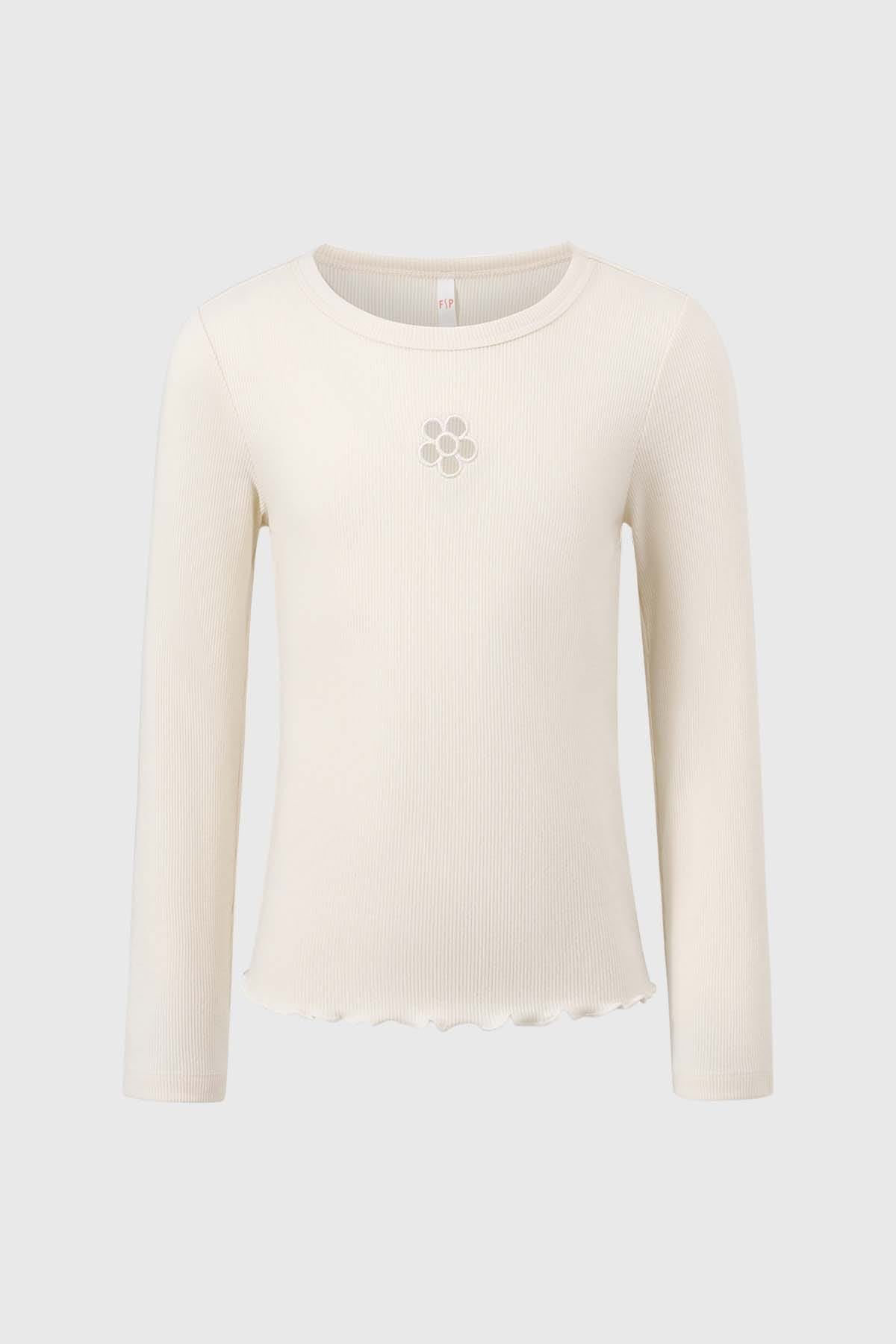POLERA NIÑA RIB CUT BEIGE