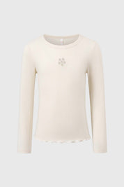 POLERA NIÑA RIB CUT BEIGE
