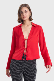 Blusa Mujer Con Amarras Rojo