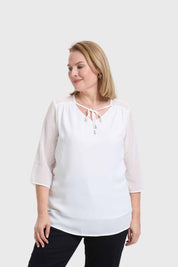 Blusa Mujer Cuello V Crudo