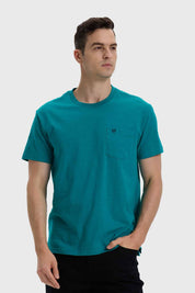 Polera Hombre Con Bolsillo Turquesa