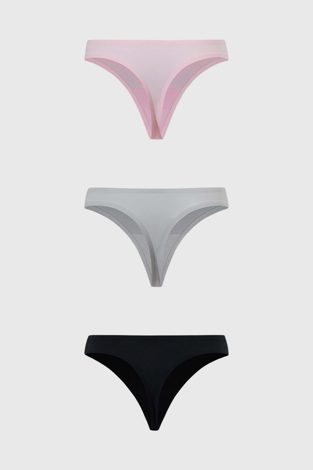 Calzón Mujer Colaless Tripack Algodón Gris