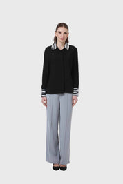 Blusa Mujer Satinada Y Abotonada Negro