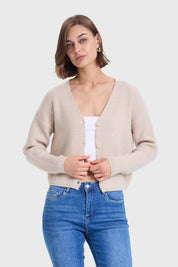Sweater Mujer Abotonado Crema